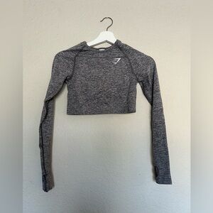 Gymshark Workout Crop Top Gym Shirt Grey Top Long-sleeve